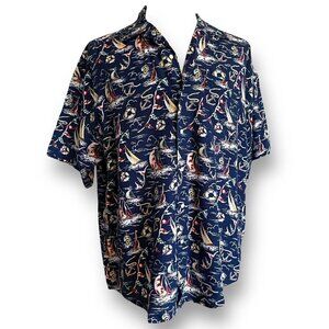 Vintage 90s Tommy Hilfiger Mens Shirt Sz M Navy Blue Sailing Yachting Nautical